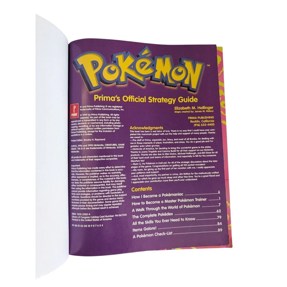 Pokemon Primas Official Strategy Guide Book Blue Cover 1999 Gameboy Blastoise